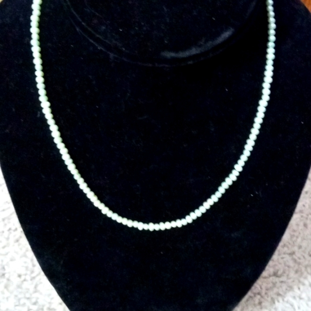 Mint green freshwater seed pearls with 925 clasp choker necklace